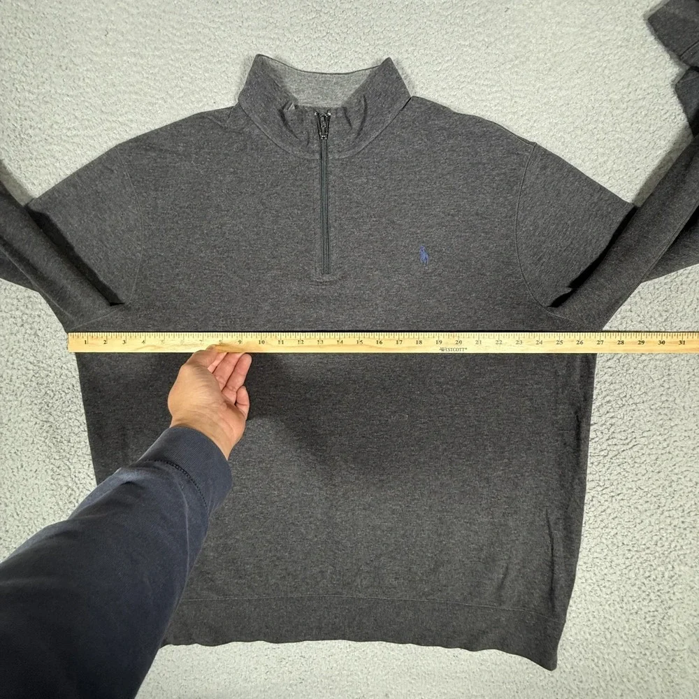 Polo Ralph Lauren Sweater Mens XL Gray 1/4 Zip Pullover Viscose Blend Preppy‎